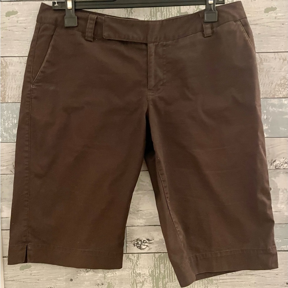 Chocolate Brown Stretch Chino Bermudas   Versatile!  Size 4